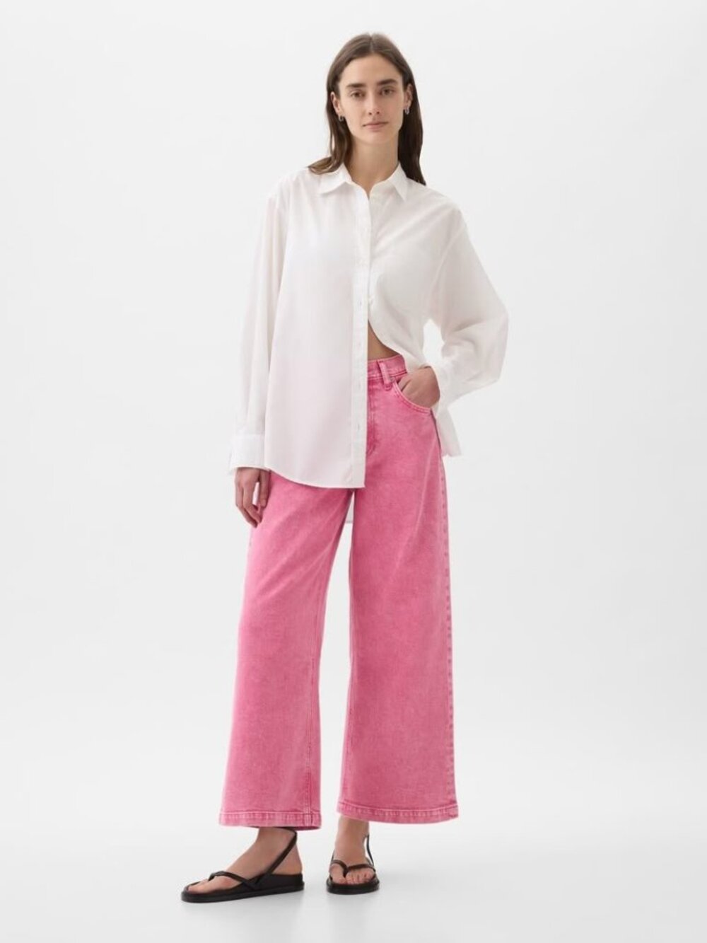 GAP | High Rise Stride Ankle Wide-Leg Jeans | Pink | Size 31/12